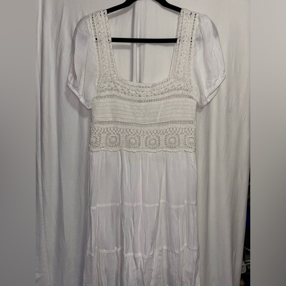 Jessica Simpson White Crochet Top Dress Size M